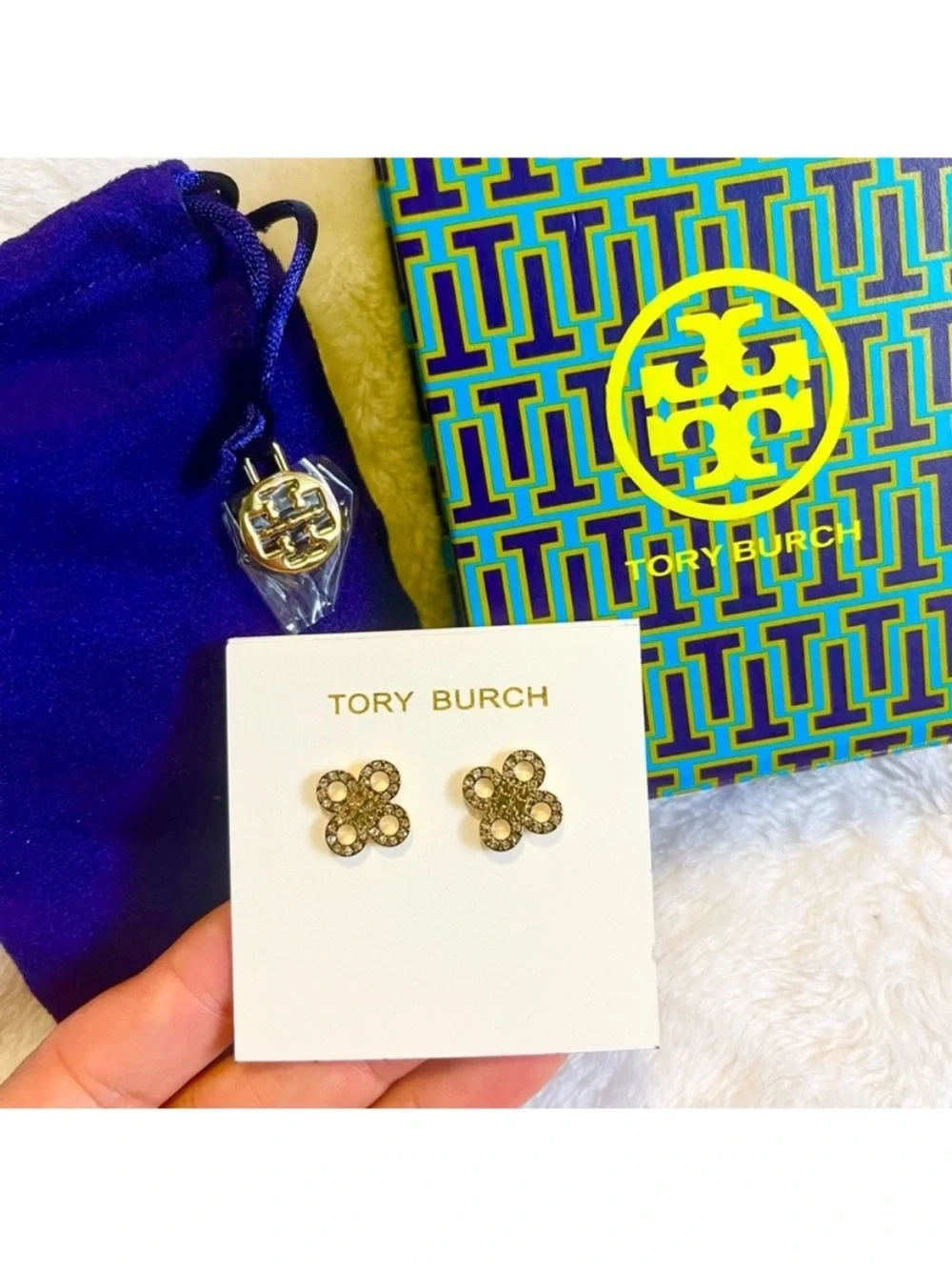 Tory Burch Britten Pave Cut Out Stud Earring